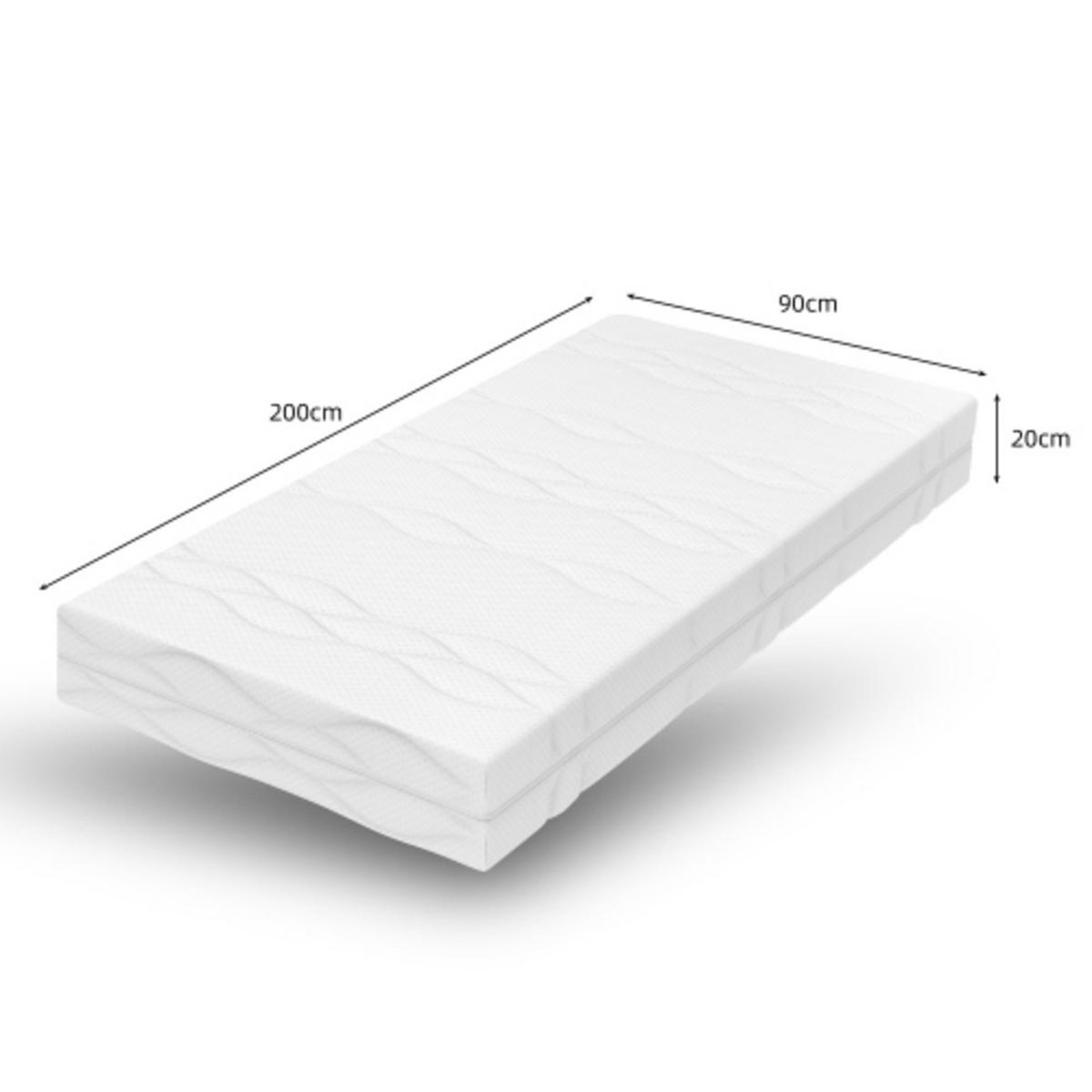 TASCHENFEDERKERNMATRATZE 90×200cm mit 7-Zonen-Schaum, beidseitigem Liegekomfort und abnehmbarem Bezug, weiß & grau - Weiß, Kunststoff - Luhomfu