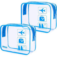 KULTURBEUTEL 2-teiliges Set Transparent Navy Blau 19,5 x 7 x 15 cm - Transparent, Kunststoff (5/2/5cm)