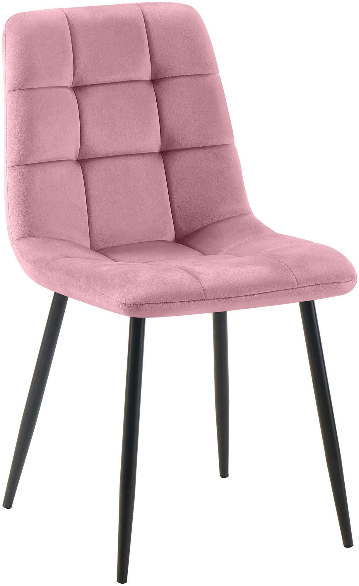 STUHL Samt Rosa - Schwarz/Rosa, Textil/Metall (45/84/55cm) - CLP