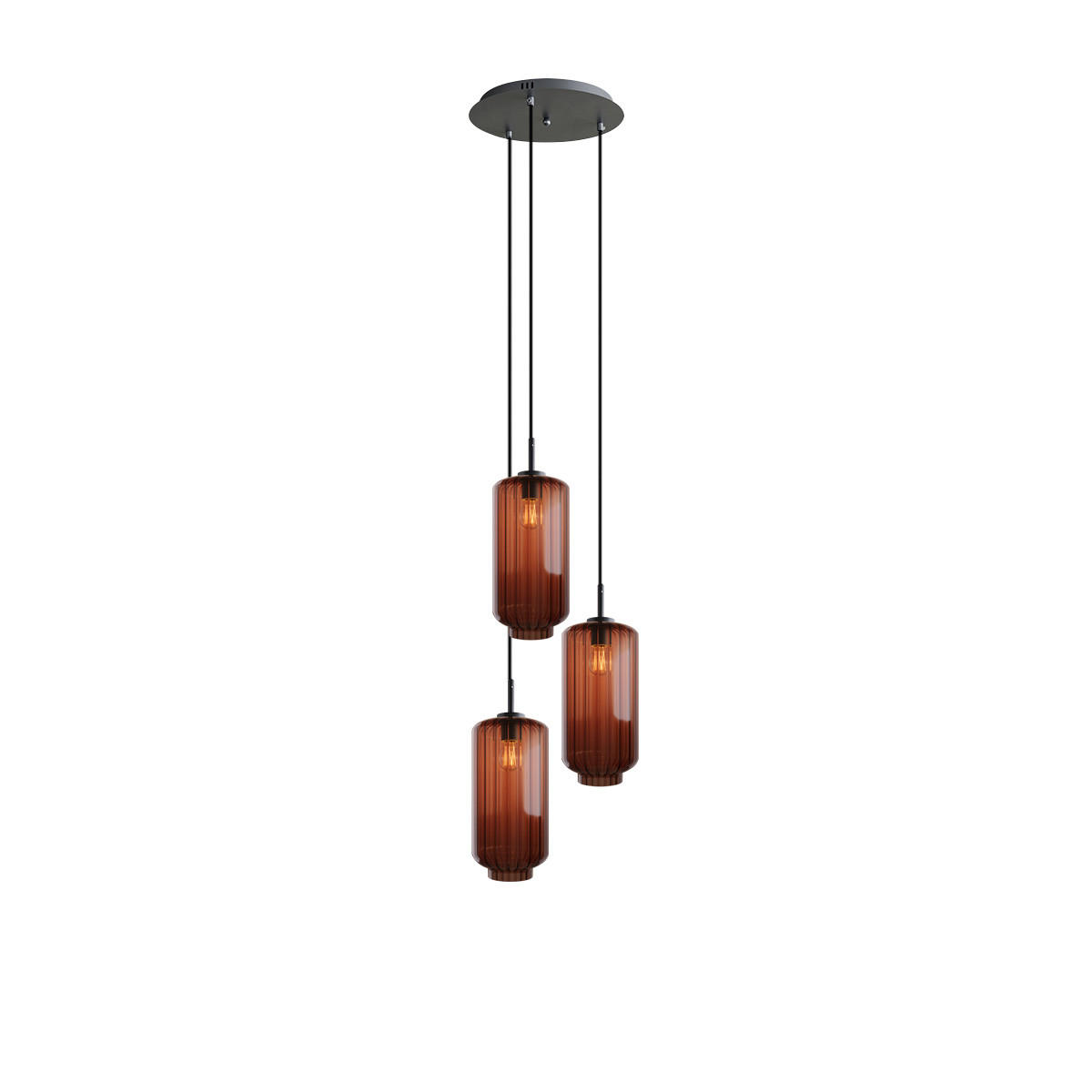 GALERIELEUCHTE Velo 3-flammig Braun Ø 18cm - Schwarz/Braun, Glas (18/18/33cm) - s.luce