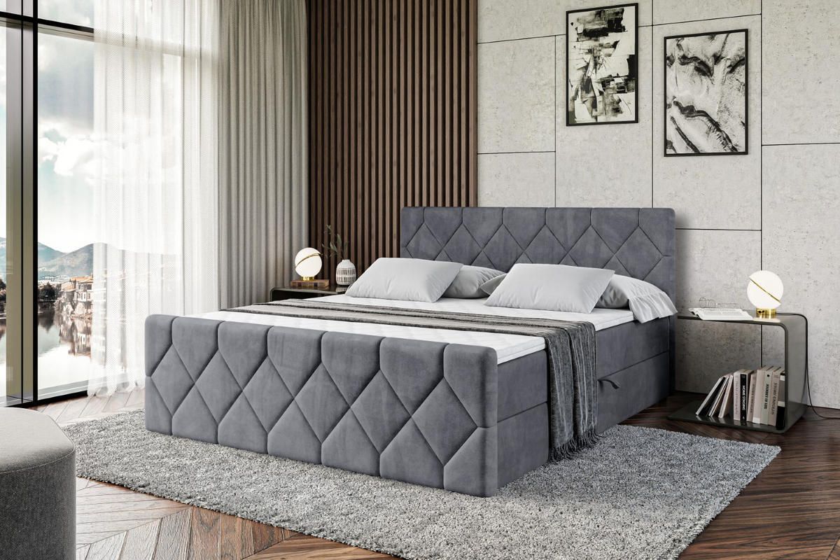 BOXBETT CATOR-Z - 180x200 cm - H3 - Dunkelgrau - Dunkelgrau, Holzwerkstoff (180/200cm) - ALTDECOR