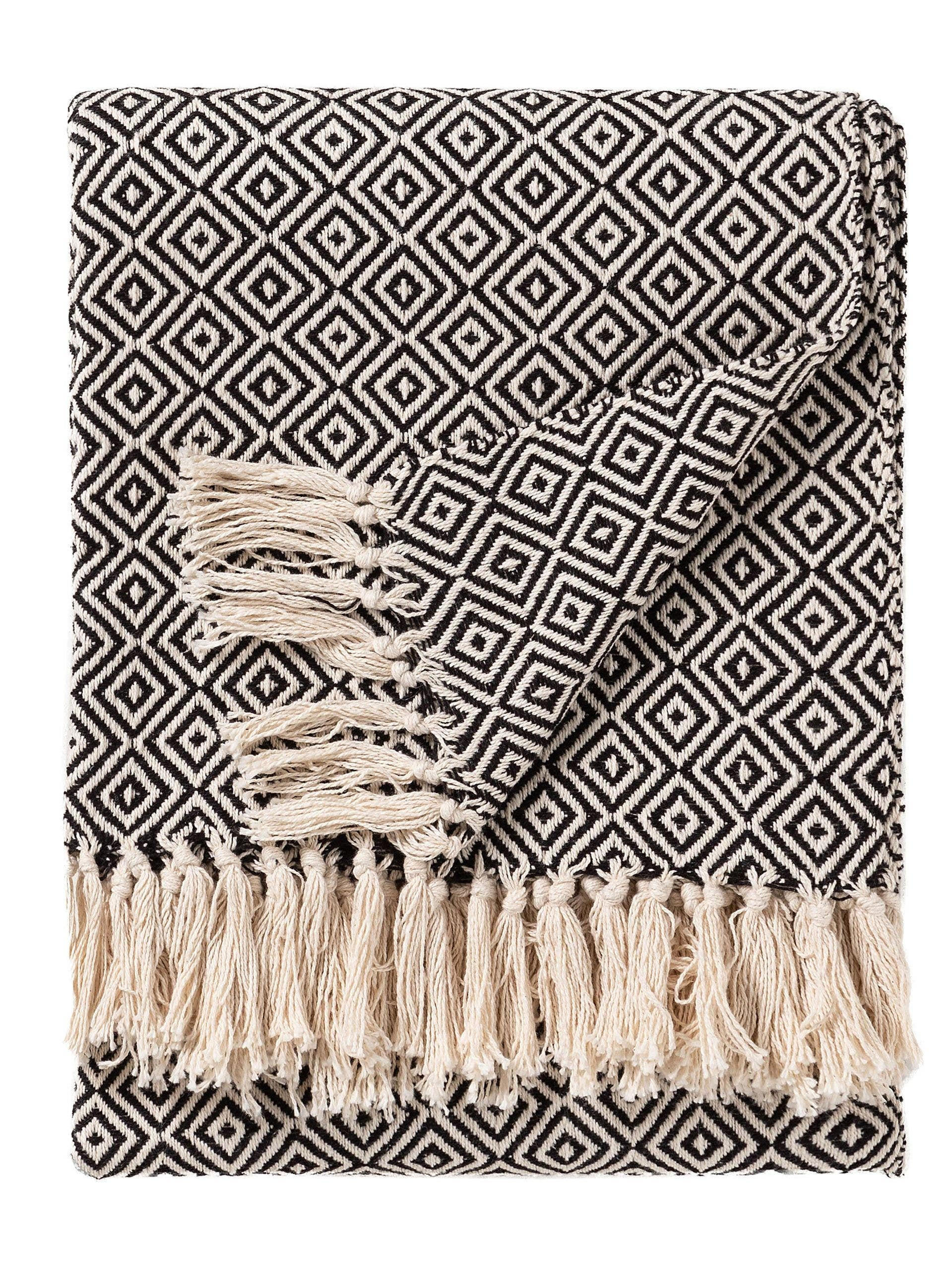 BAUMWOLLDECKE Jasmin Schwarz 125x150 cm - Schwarz, Textil (125/150cm) - benuta Nest