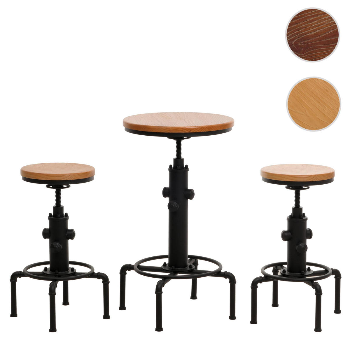 BARTISCH-SET rund Hellbraun 3er-Set - Hellbraun, Holz (40/104/40cm) - MCW