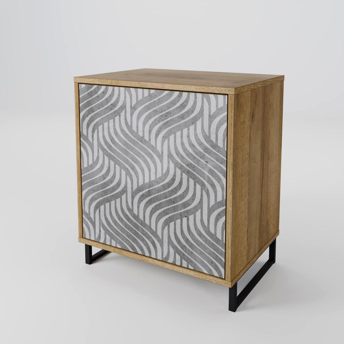 SIDEBOARD CONCRETE MOVEMENT, Eichefarben, 57,5x42x57,5 cm, Ohne Füße - Eichefarben/Multicolor, Holzwerkstoff (57.5/57.5/42cm) - SpaceRebels
