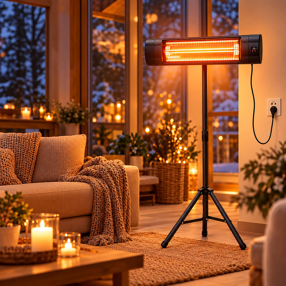 INFRAZÁŘIČ Černý 2500 W - černá, kov/plast (87/195/67cm) - Relaxdays