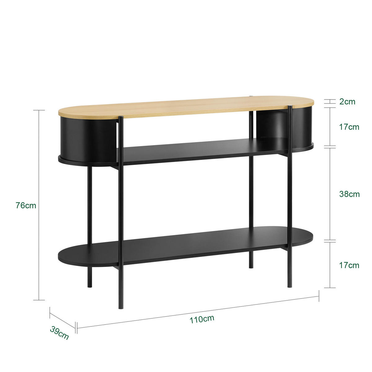 KONSOLENTISCH aus Holz und Metall, Schwarz - Schwarz, Metall (39/110/76cm) - SoBuy