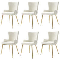 ARMLEHNSTUHL-SET DE-35763 6 Stück mit Samt und Goldbeinen Beige - Beige, Metall (49/85/47cm) - ComfortXL