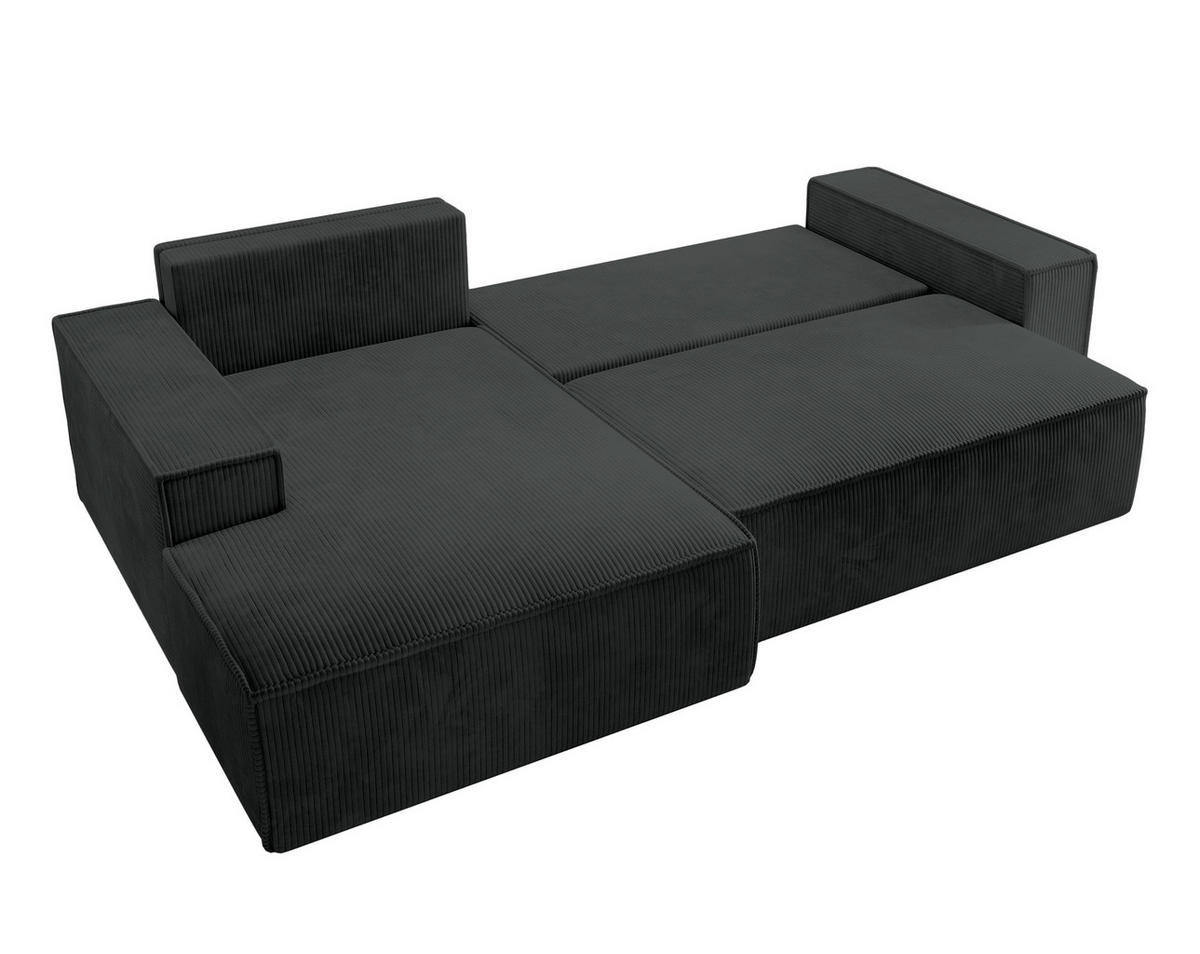 ECKSOFA Farese Schwarz Cordbezug - Schwarz, Kunststoff/Textil (267/167cm) - Selsey