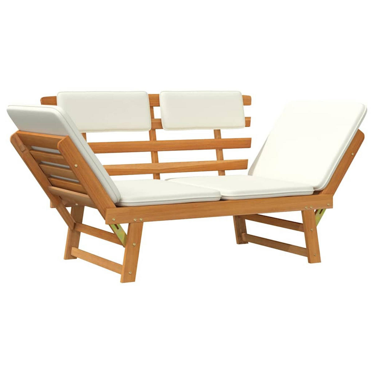 GARTENBANK 2-In-1 Mit Polstern 190 Cm Massivholz Akazie - Creme, Holz/Textil (190/75/68cm) - vidaXL