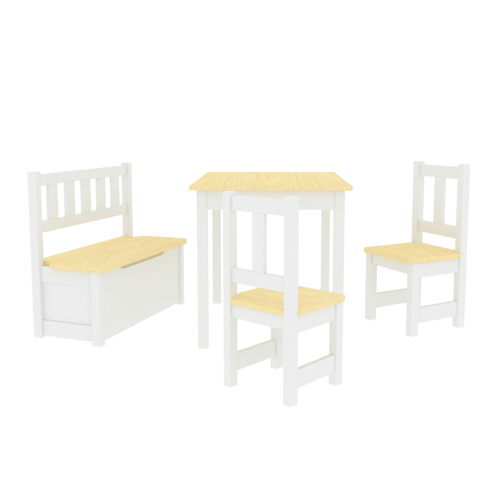 KINDERTISCHSET Lousame - Weiß, Holz (110/50/48cm) - [en.casa]