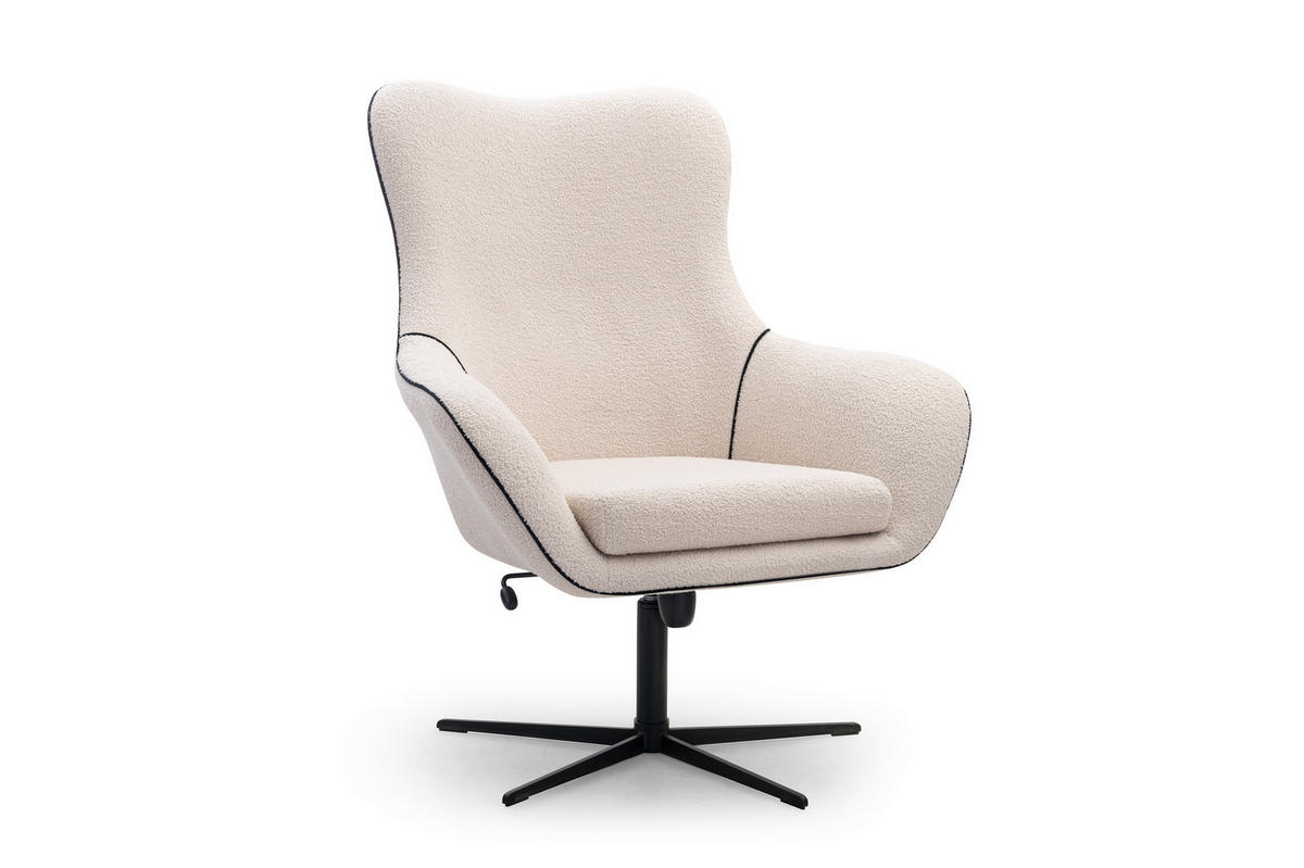 SESSEL SOGNO, Modern Polstersessel Loungesessel, Bucle-Stoff Beige - Beige, Holz/Metall (88/110/106cm) - MASSENO