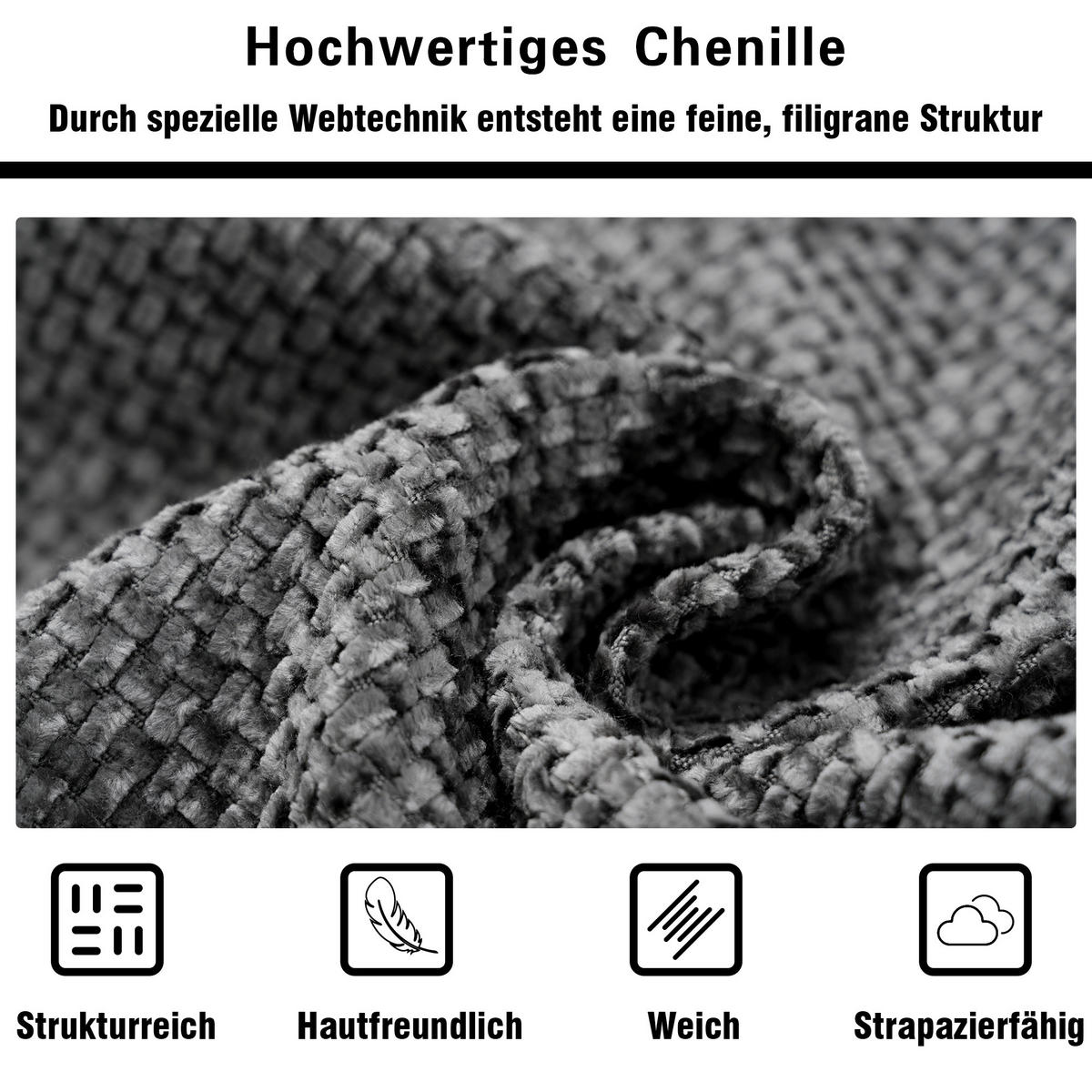 ESSZIMMERSTÜHLE 4er Grau Chenille Gold Edelstahl modern - Grau, Textil (56.5/78.5/56.5cm) - FLIEKS