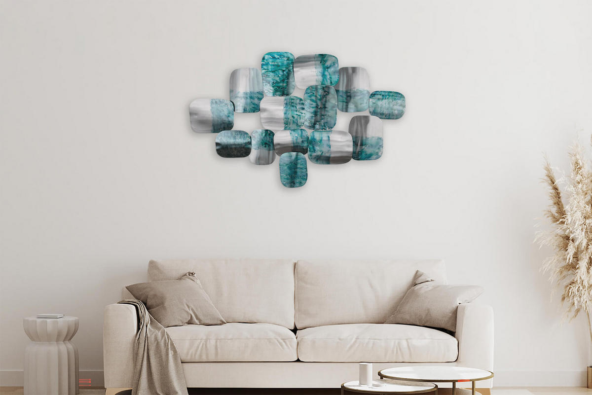 WANDDEKO Blau 118/78 cm - Blau/Silberfarben, Metall (4.5/78/6cm) - KUNSTLOFT