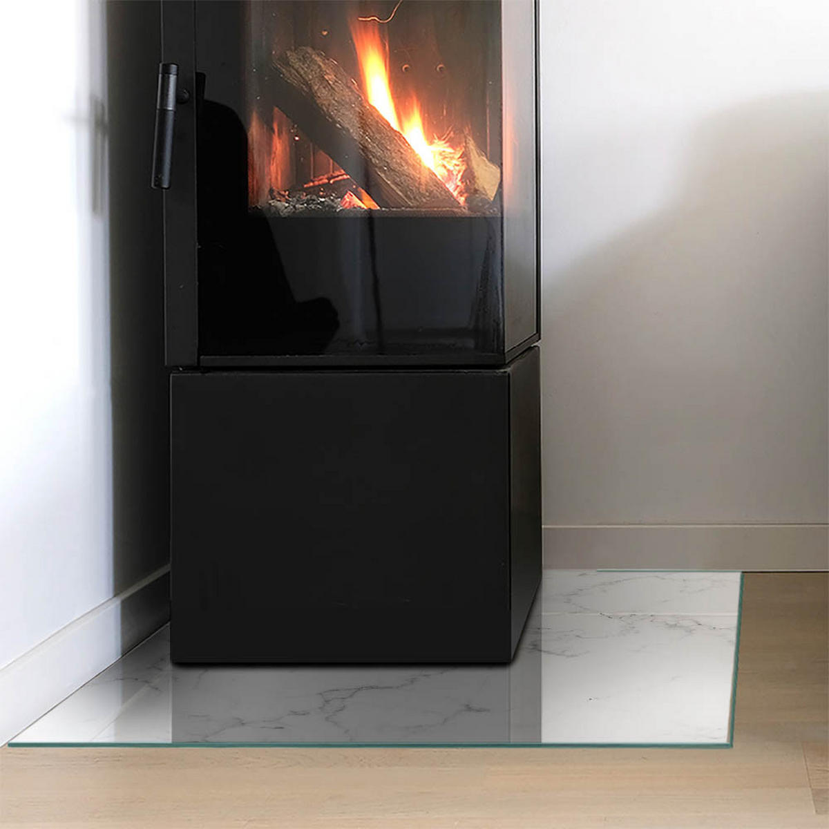 GLASPLATTE für Kamin 60x60 cm Weiß - Weiß, Glas (60/60/0.4cm) - ArtPrintCave