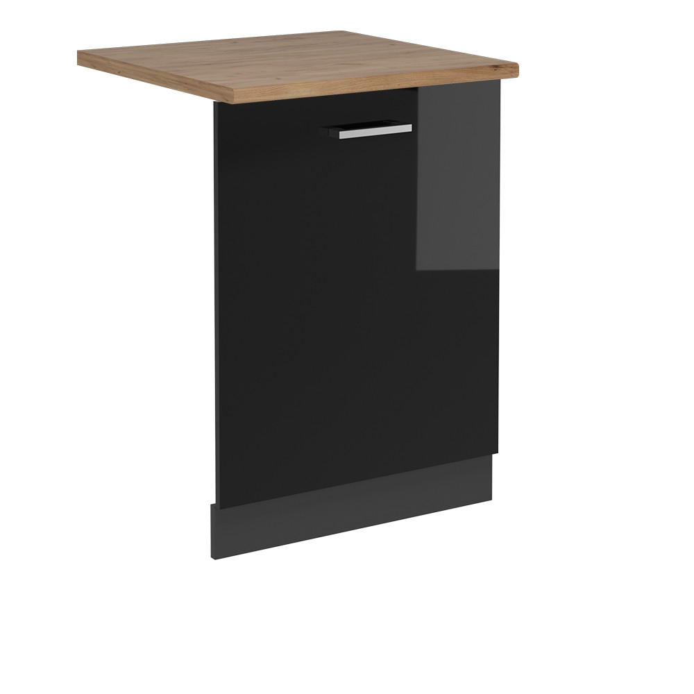 GESCHIRRSPÜLBLENDE R-Line Schwarz Hochglanz 60 cm , AP Eiche - Schwarz Hochglanz/Anthrazit, Holzwerkstoff (60/81.8/1.6cm) - Vicco