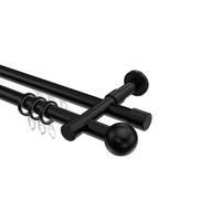 RUNDROHR-INNENLAUF-GARDINENSTANGEN-SET Prestige Luino 140 cm, 2-läufig, 20 mm Ø Schwarz - Schwarz, Metall (140cm) - INTERDECO