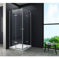 DUSCHKABINE CORNO Klar 80 x 80 x 195 cm 8 mm ESG - Klar, Glas (80/80/195cm) - Glasdeals
