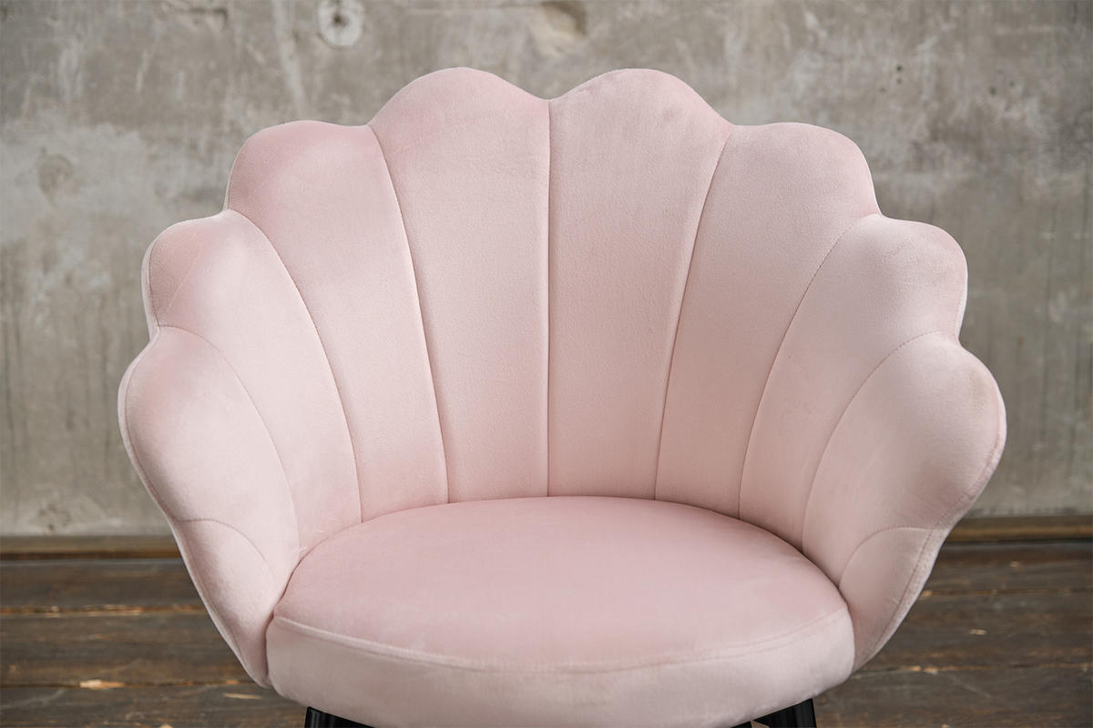 ESSZIMMERSTUHL CARLA Pink Velvet - Pink/Schwarz, Textil (65/79/58cm) - KAWOLA