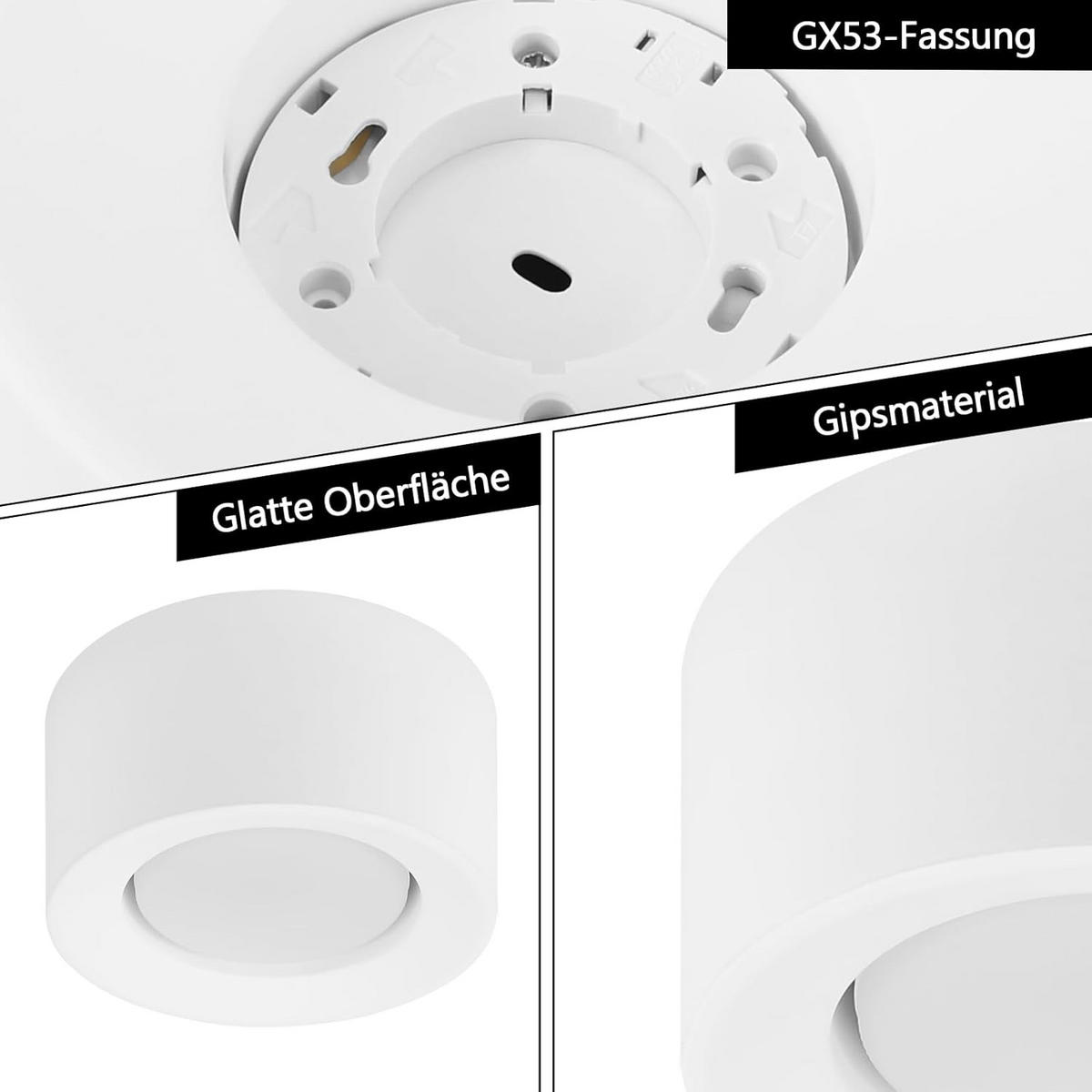 DECKENSTRAHLER Lichtara 6.5/6.5/12 cm (4er-Set) - Weiß, Metall (12/6.5/6.5cm) - ZMH