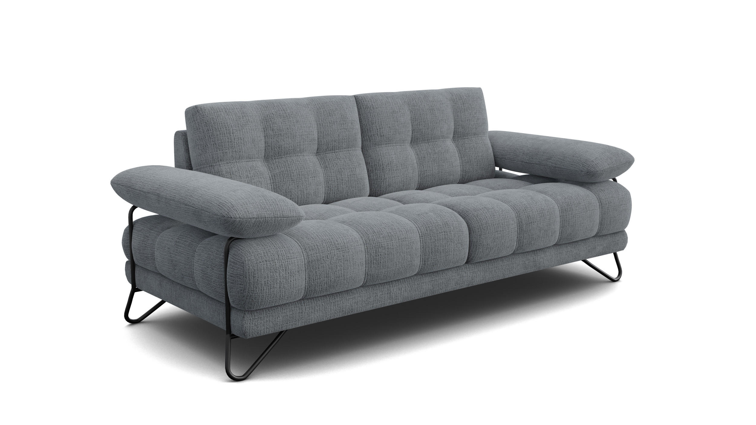 SOFA BUBBARA 2,5-Sitzer, dunkelgrau - Dunkelgrau/Schwarz, Holz/Textil (215/87/96cm) - Courtois Laville