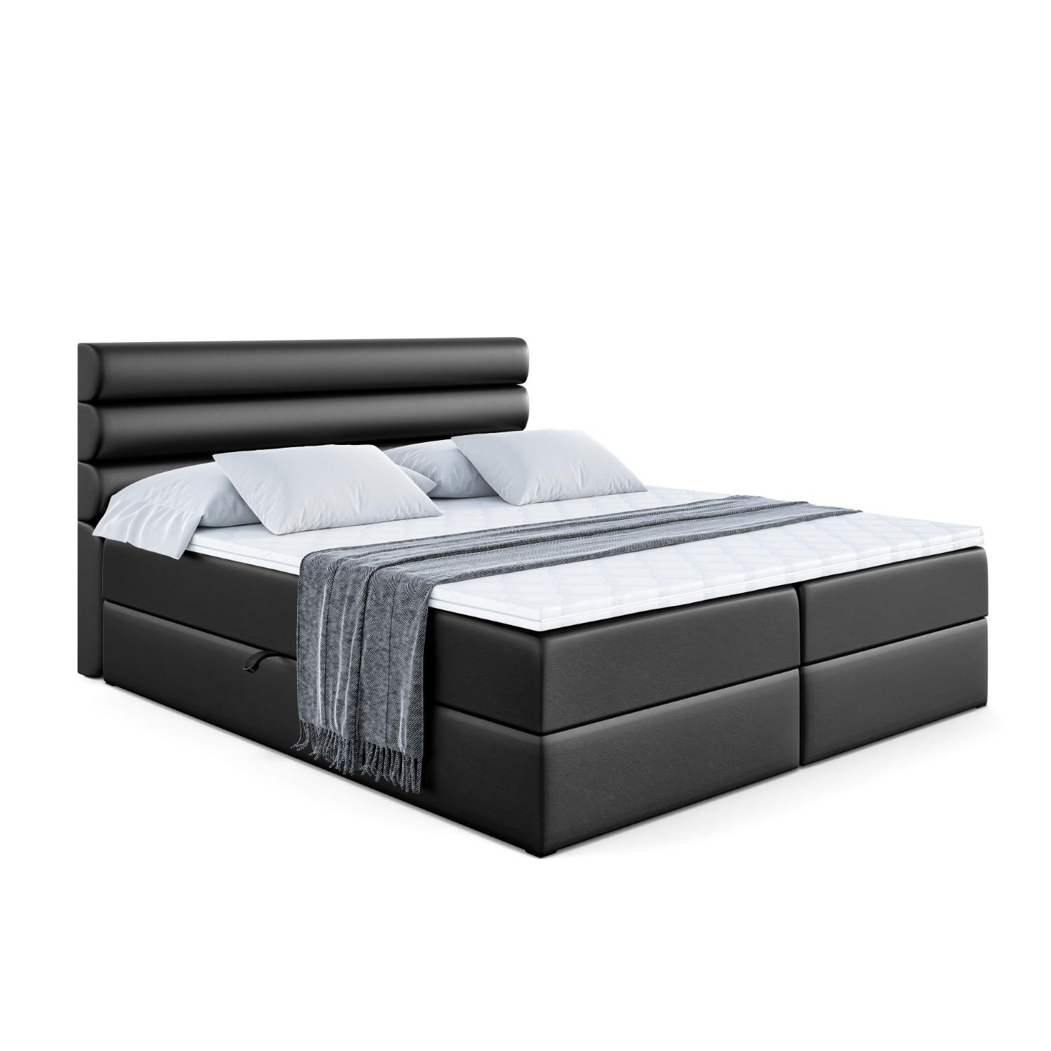 ALTDECOR AMERICKÁ postel s matrací H4 a roštem – CELESTIA – 180 × 200 cm – H4 – vysoce lesklá černá