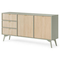 SIDEBOARD FORESTA 158/80/38 cm mit 3 Schubladen 2 Türen Hellgrün - Hellgrün/Kieferfarben, Holzwerkstoff (158/80/38cm) - MASSENO