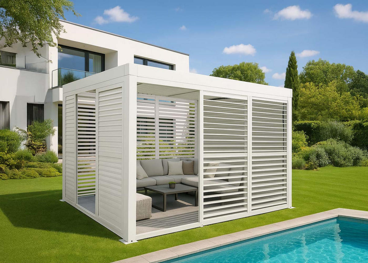 PERGOLA 220x300x300cm Weiß - Weiß, Metall (300/220/300cm) - BERLINLODGE