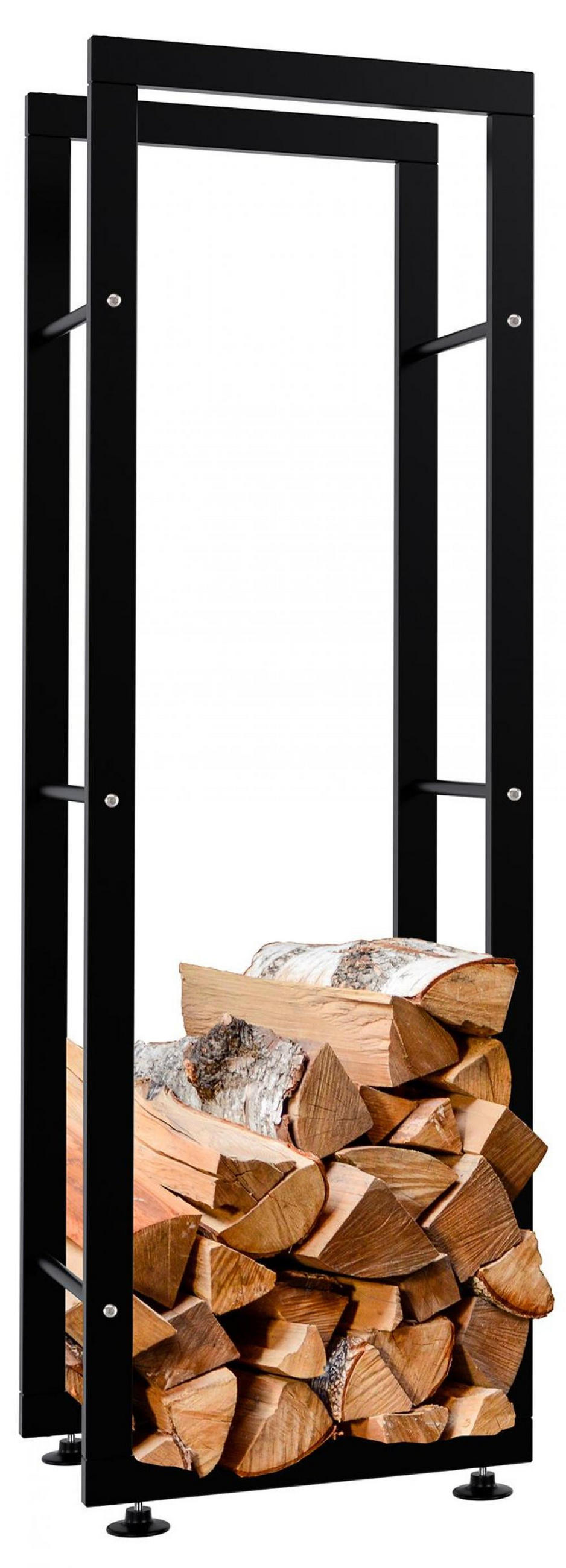 CLP Kaminholzregal Schwarz 40x125x25 cm