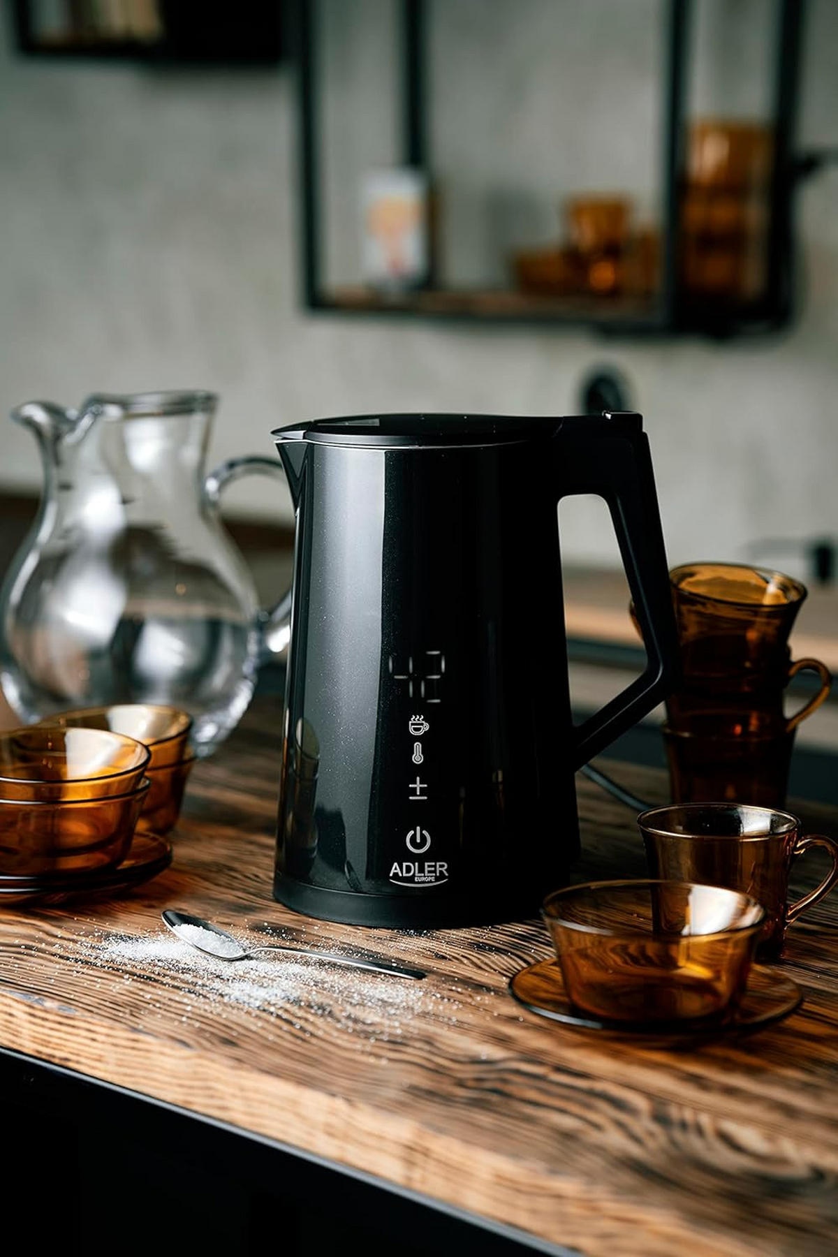 WASSERKOCHER AD1345S Premium Schwarz - Schwarz, Kunststoff (22/26/16cm) - Adler