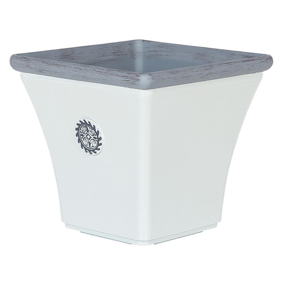 BLUMENTOPF weiß quadratisch 32/32/31 cm Elateia - Blau/Weiß, Stein (31cm) - Beliani