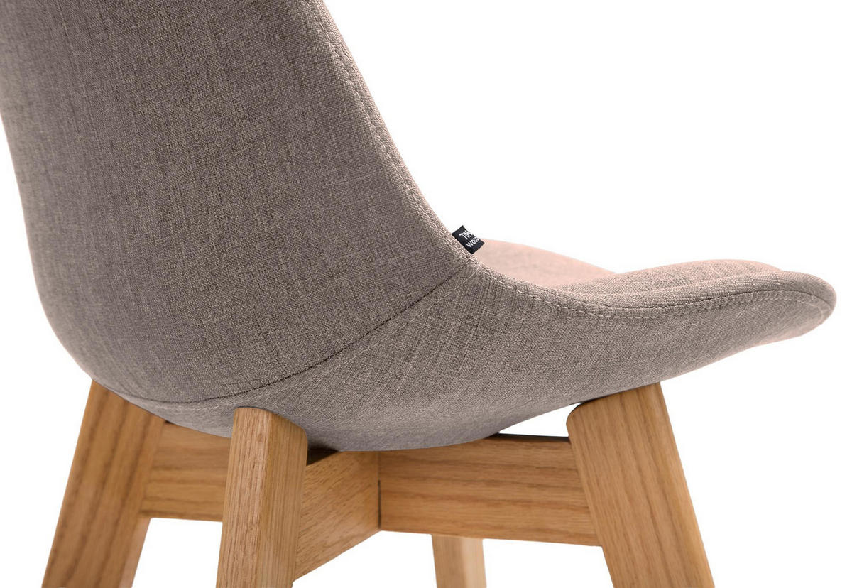BARHOCKER 2er Set Stoff taupe - Taupe/Eukalyptusholzfarben, Holz/Textil (48/112/56cm) - CLP