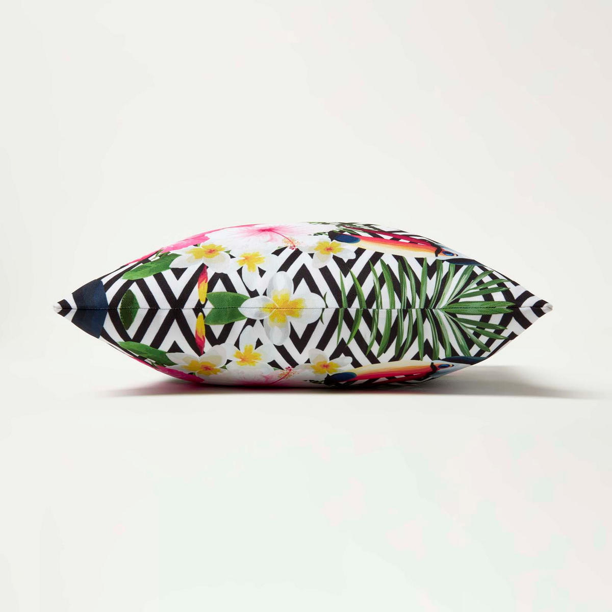 OUTDOOR-KISSEN 2er-Set 45/45 cm – Tukan & Blumen - Multicolor, Textil (45/45cm) - Homescapes