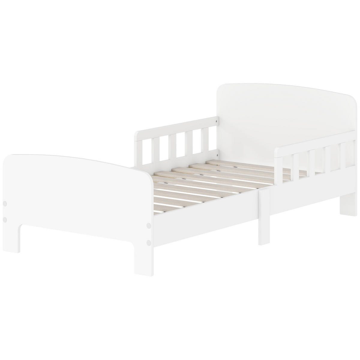 KINDERBETT 140x70 cm DE-14618 mit hohen Sicherheitsgittern Weiß - Weiß, Holzwerkstoff (70/140cm) - ComfortXL