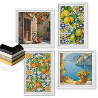 WANDBILDER 4er-Set - 50x50 cm & 40x60 cm Weißer Rahmen - Zitronen, Blumen, Orangen, Italien - Weiß, Kunststoff (50/50cm) - ArtPrintCave