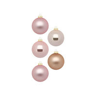 LAALU CHRISTBAUMKUGEL-SET 30 Ornamenten: runder rosa-cremefarbener Mix 6 cm - Creme/Rosa, Glas (0.01/1/0.01cm) - LAALU