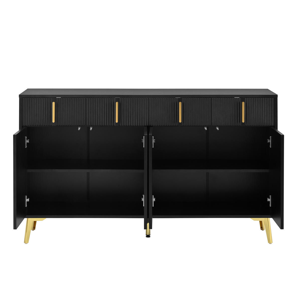 SIDEBOARD 140/38/82 cm Schwarz aus MDF mit 4 Türen und 4 Schubladen - Schwarz, Holzwerkstoff (140/82/38cm) - OKWISH