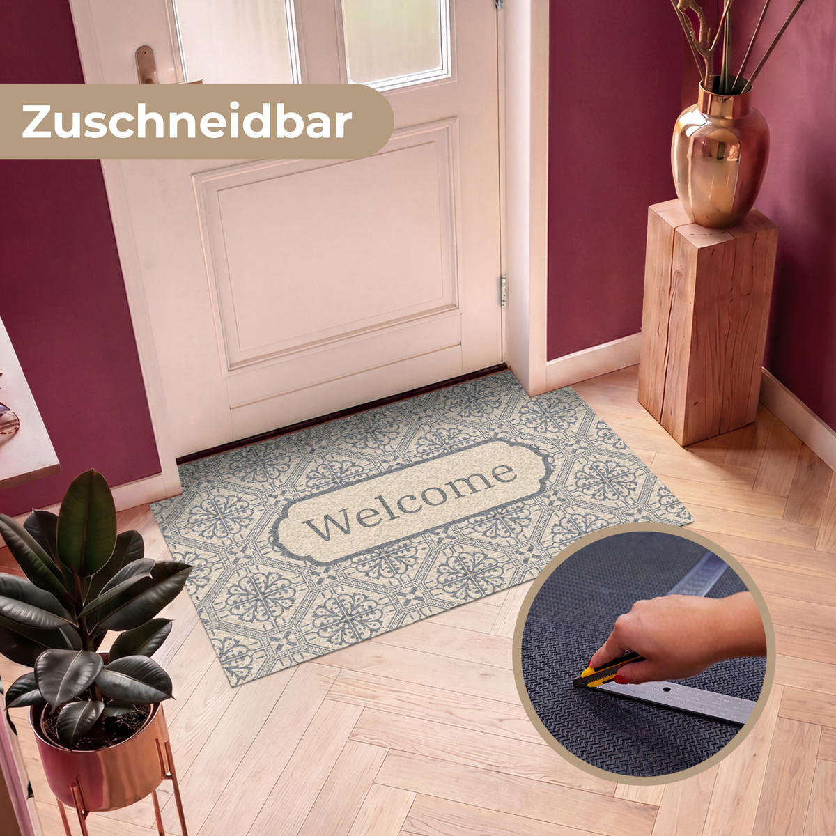 ROHOŽKA Welcome - Classic - Grey 120x80 cm - béžová, textil/umělá hmota (120/0.4cm) - MuchoWow
