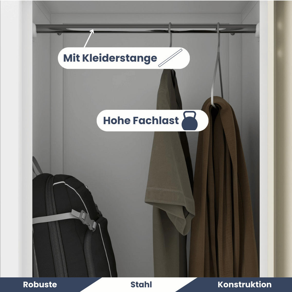 UMKLEIDESCHRANK Spind OSLO 4 Abteile 185x80x45cm Weiß-Sonoma Eiche - Weiß, Metall (80/185/45cm) - DELUKE