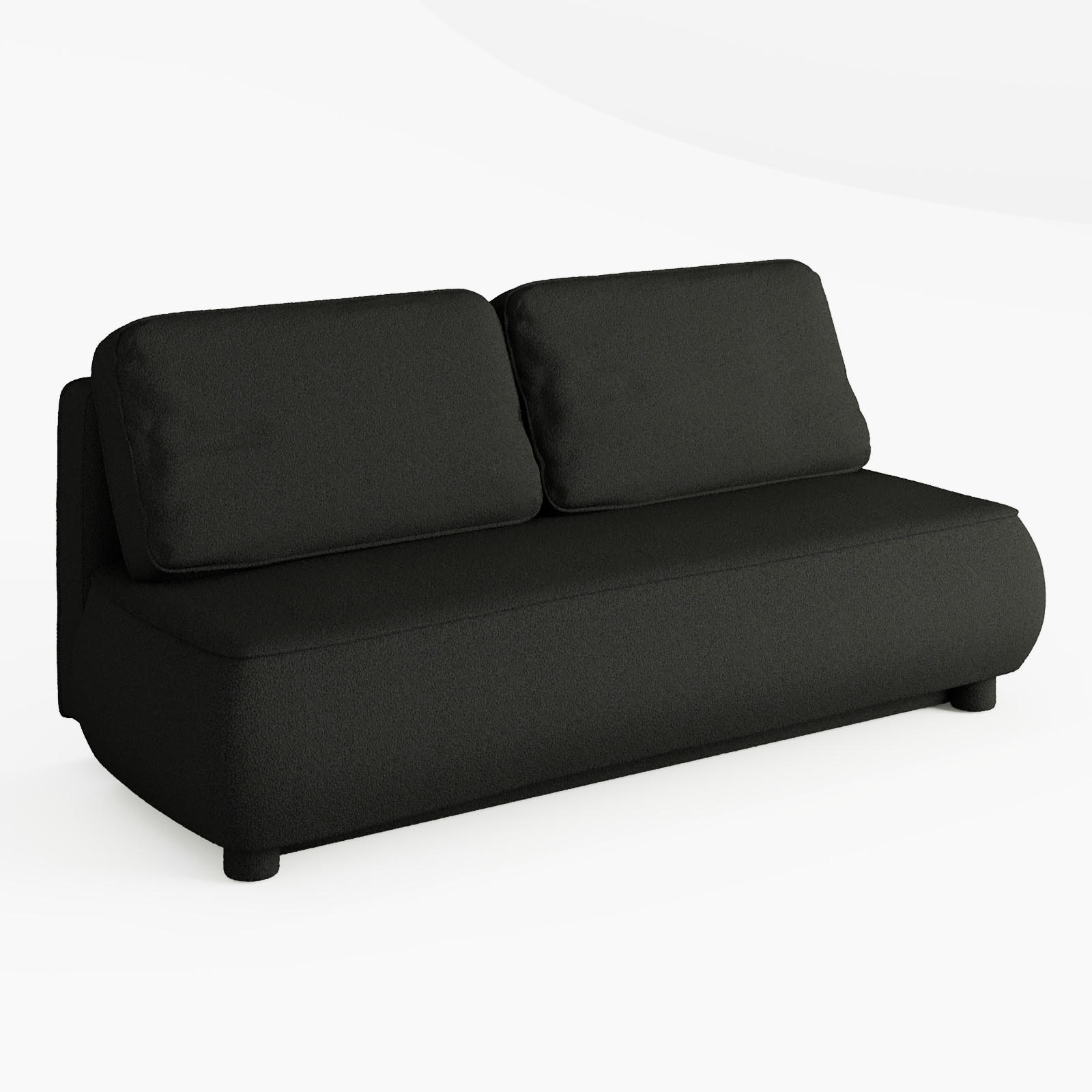 SOFA LUMIO Dunkelgrau Bouclé-Stoff mit Schlaffunktion und Bettkasten - Dunkelgrau, Holz (209/96/96cm) - Barchello