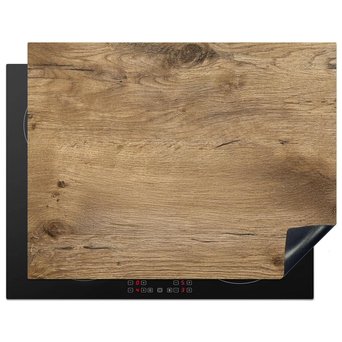HERDABDECKPLATTE Holz - Braun - Holzoptik Induktionsmatte 77x59 cm - Eichefarben, Kunststoff (77/59/0.2cm) - MuchoWow