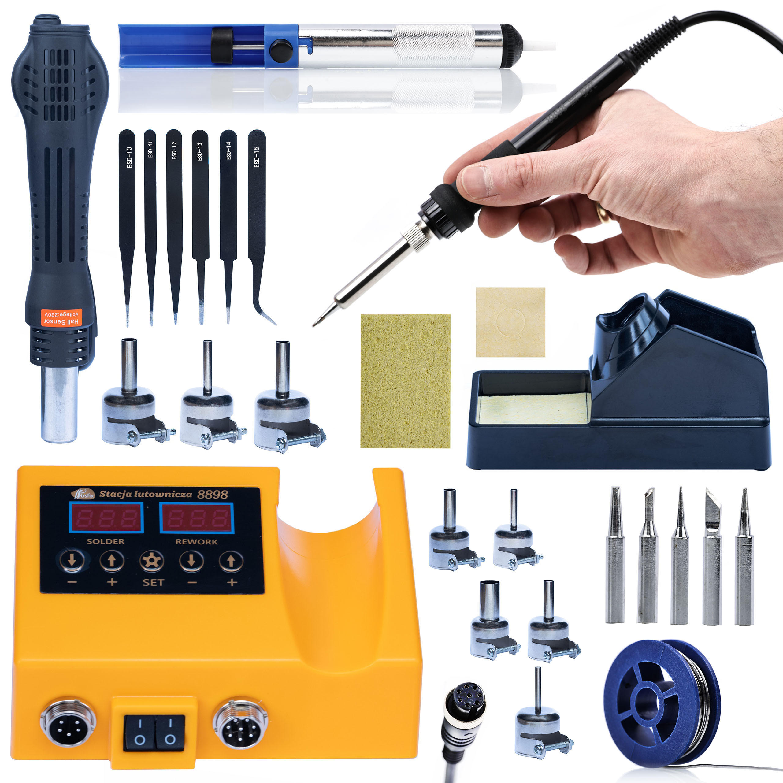 LÖTKOLBEN OH660 2-in-1 Set - 660 W, Hot-Air 100-500 °C, Lötkolben 60 W, PID, 22 mm Düse - Multicolor, Kunststoff/Metall (10/10/10cm)