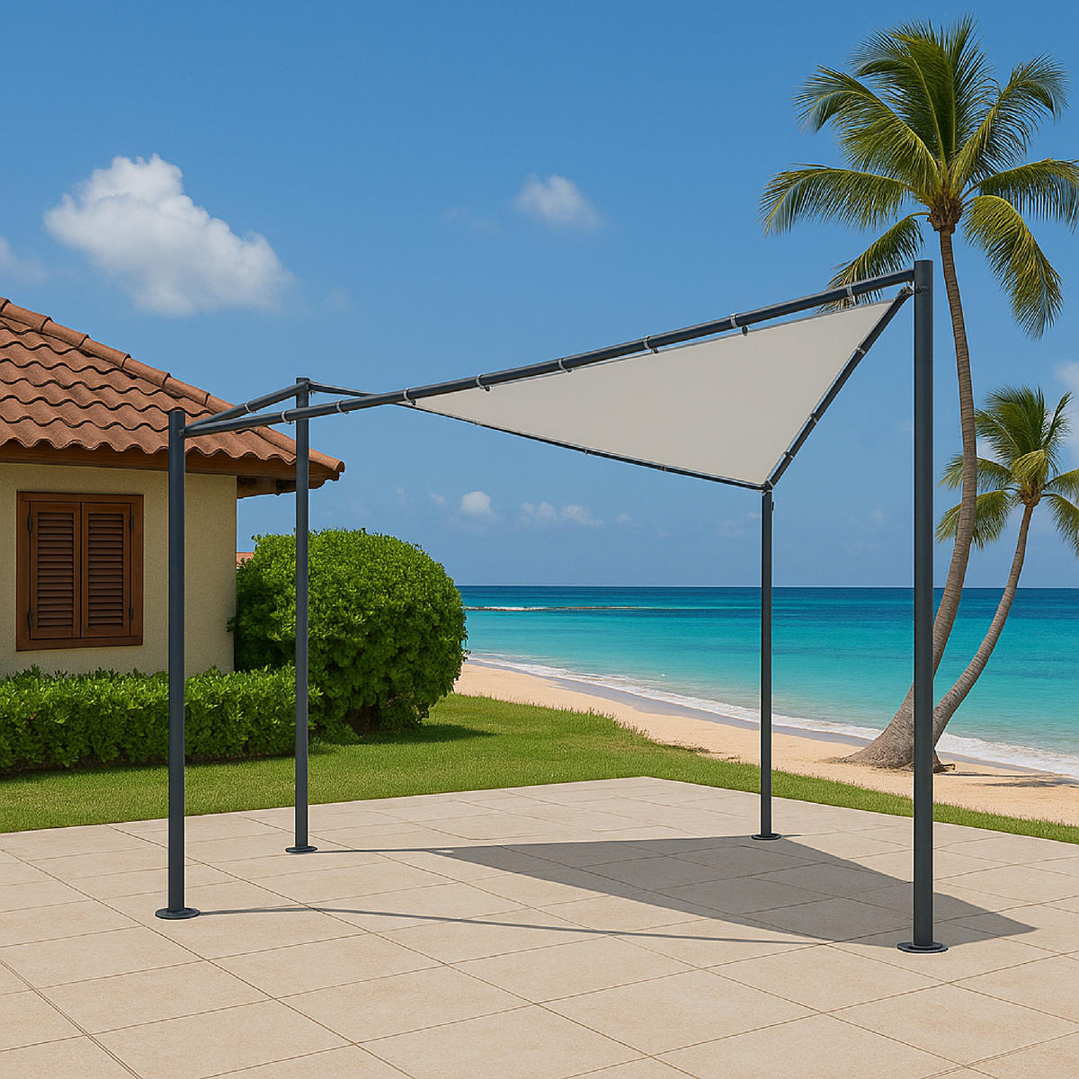 DACHPLANE Redditch - Zeltabdeckung für Walmdachpavillon 4-eckig PVC-beschichtetes Polyester weiß, wasserdicht. BxTxH: 350x350cm - Weiß, Kunststoff (350/0.3/350cm) - TPFGarden