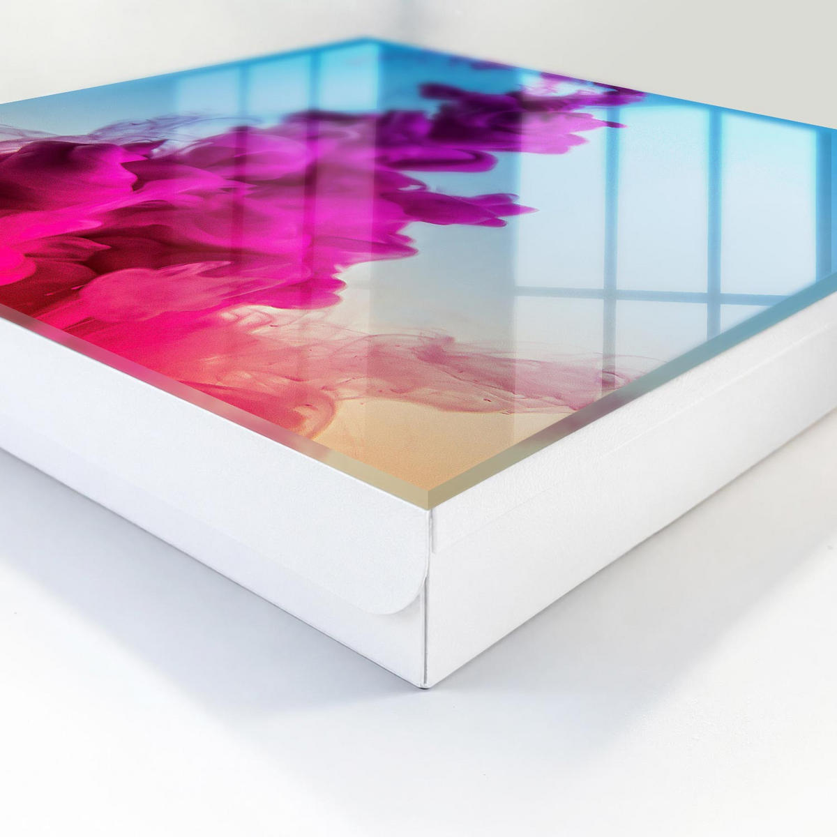 SCHLÜSSELBOX Weiß 30x30 cm – Türöffnung nach rechts - Farbenfrohe Dynamik - Pink, Metall (30/30/5cm) - TULUP