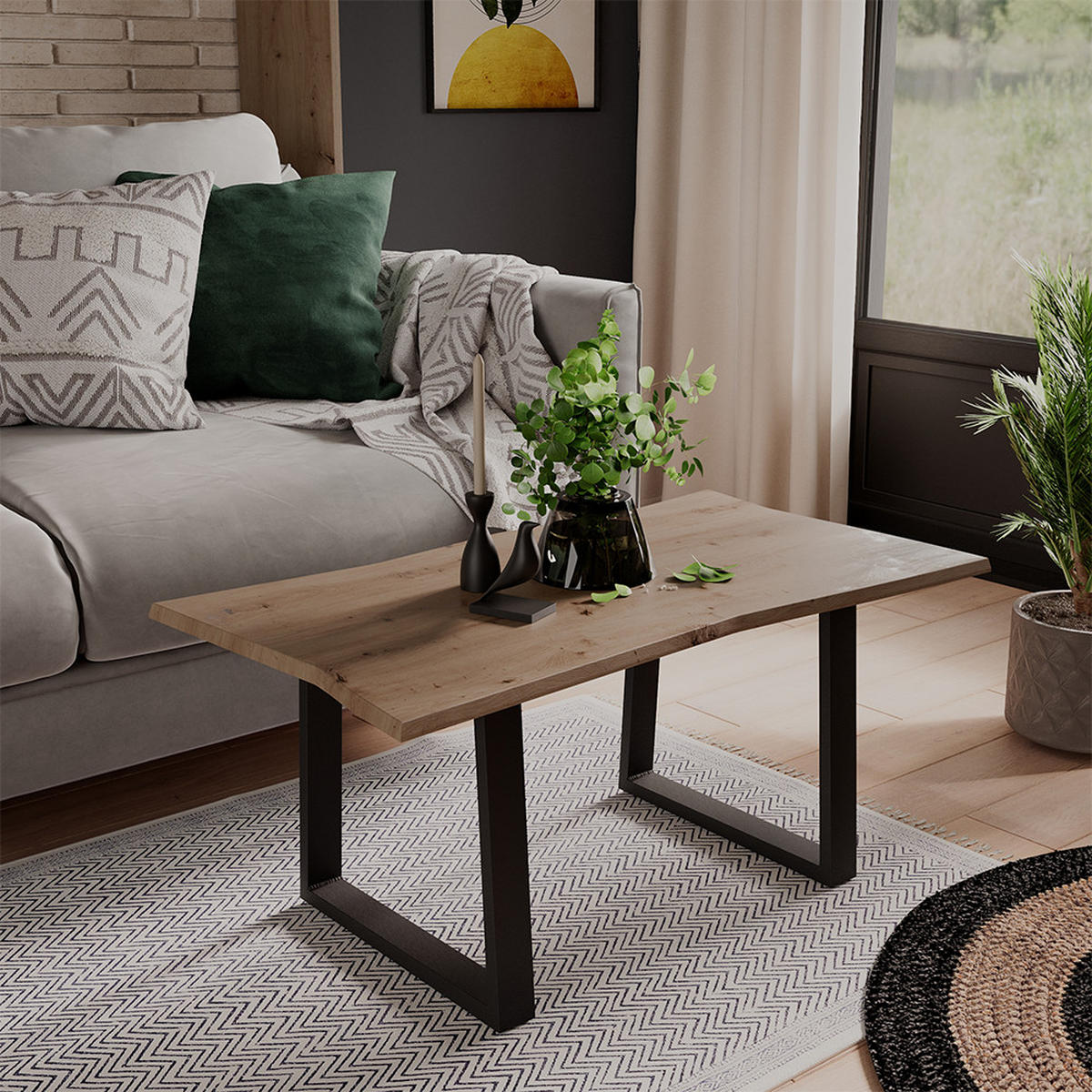 COUCHTISCH Yan Artisan 90 x 50 cm - Hellgrau, Holzwerkstoff (50/90/40cm) - Vicco