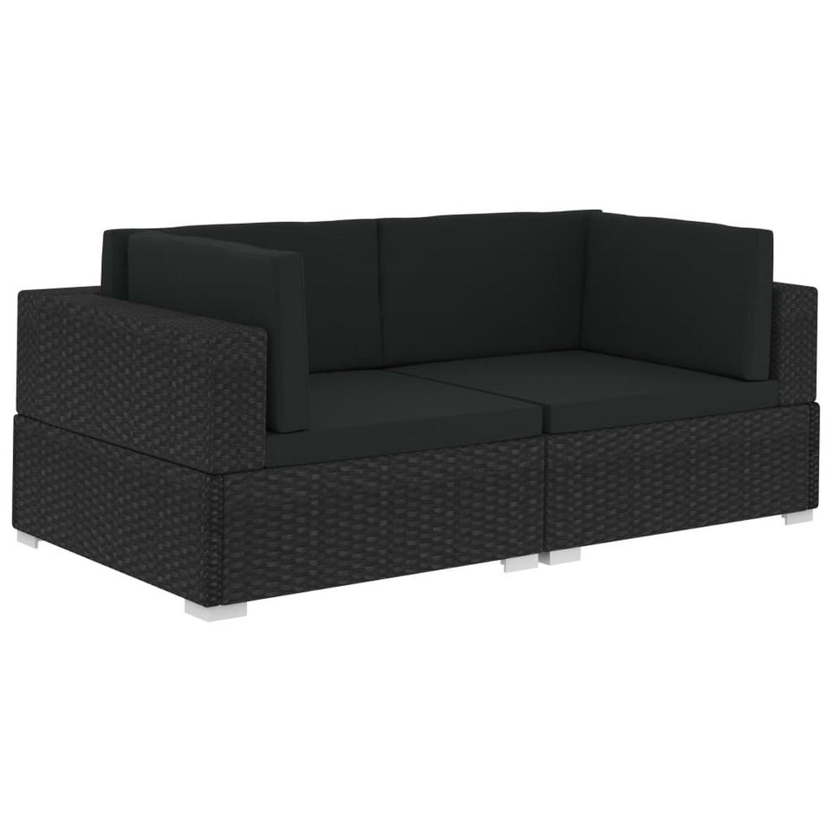 GARTENSOFA VYNE 70/54/70 cm （2-SITZER） - Schwarz, Holz (70/54/70cm) - ZMH