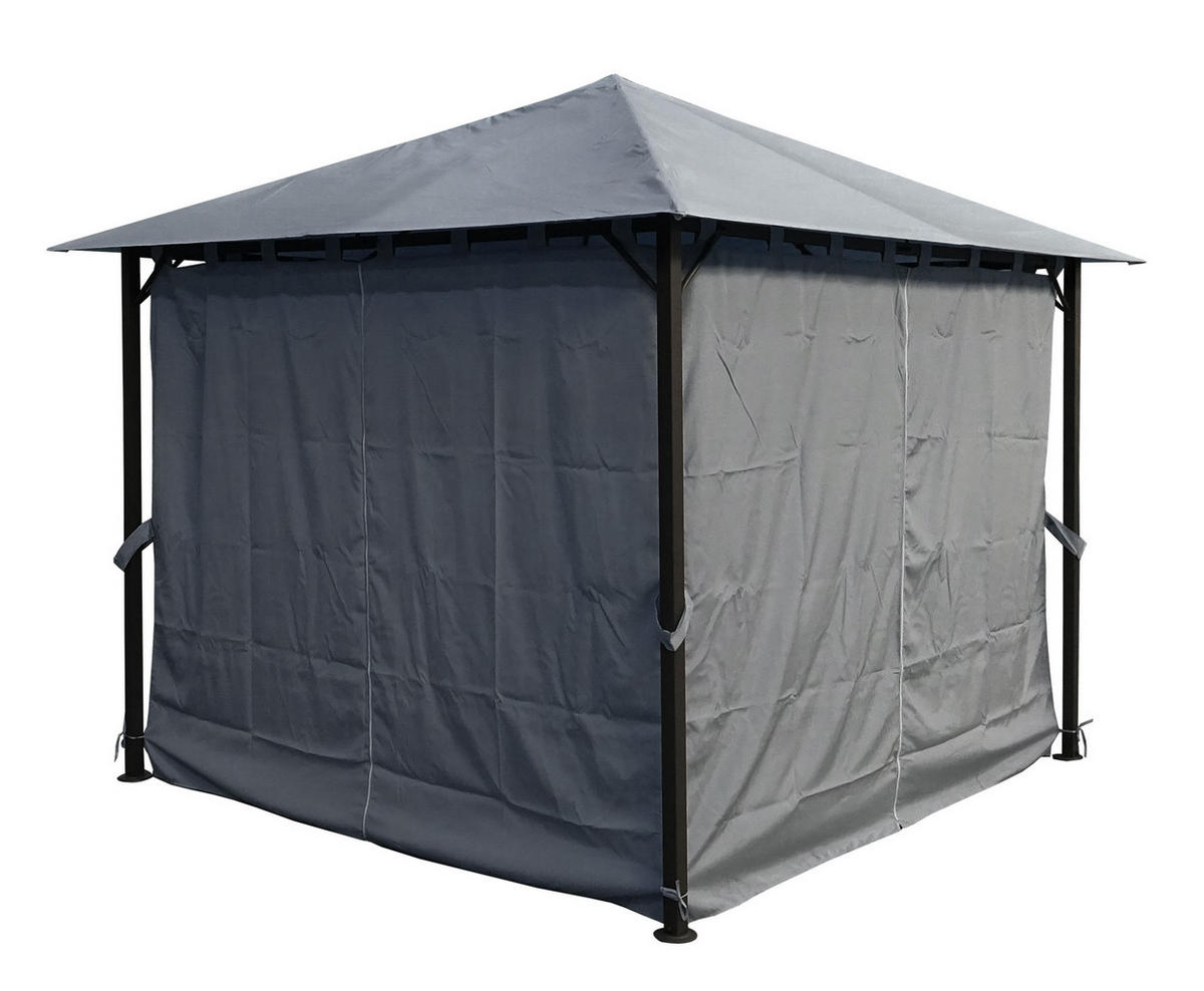 PAVILLON Nizza 3x3m Grau inkl. Seitenwand Set - Grau, Metall (300/263/300cm) - QUICK STAR