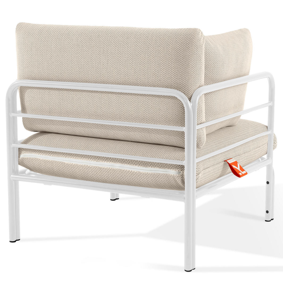GARTENSESSEL RAMBE inkl. Auflagen, Stahlgestell, Modern, Weiß - Beige/Weiß, Textil/Metall (79/80/80cm) - KONSIMO®