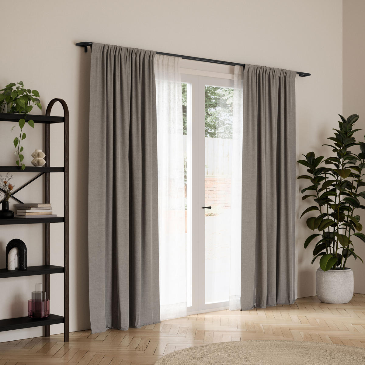 DOPPEL-GARDINENSTANGE Twilight, Schwarz - Schwarz, Metall (168cm)