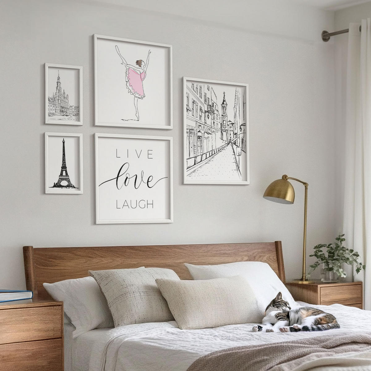 WANDBILDER 5er-Set - 50x50 cm & 20x30 cm & 40x60 cm Weißer Rahmen - Fruchtige Zitrusmuster - Weiß, Kunststoff (40/60cm) - ArtPrintCave