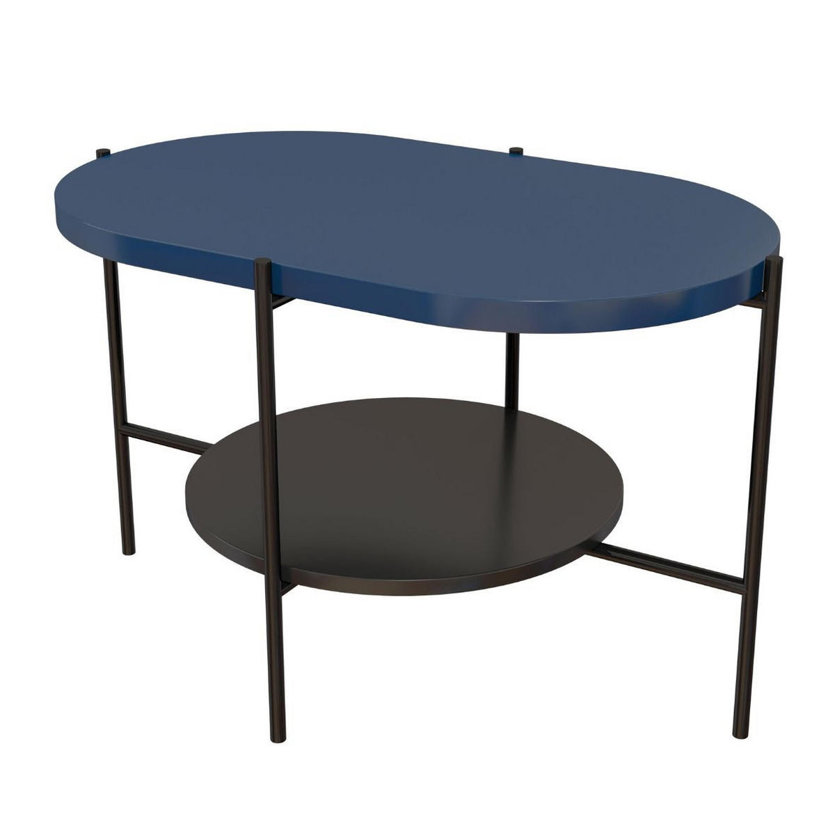 COUCHTISCH Arena, Marineblau, Schwarz, Oval - Schwarz/Dunkelblau, Holzwerkstoff/Metall (50/80/50cm) - Dancan